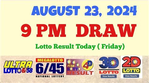 PCSO Lotto Result August 23, 2024 6/58, 6/45, 4D, Swertres, EZ2.